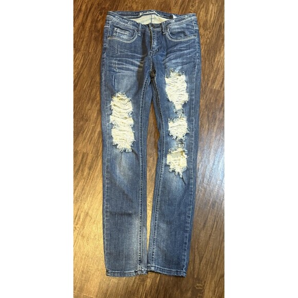 Machine Nouvelle Mode Women’s Jeans Size 5 Or 28 Italy 42 Distressed Skinny Fit - Picture 2 of 7